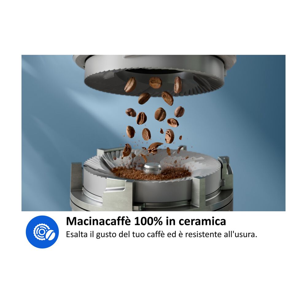MACCHINA CAFF&Egrave; AUTOMATICA PHILIPS Caf&eacute; Aromis EP8757/20, Pressione pompa 15 bar, Potenza 1500 W, Programmi Espresso, Caff&egrave;, Cappuccino, Latte Macchiato, Caffellatte, Americano, Caff&egrave; crema, Ristretto, Espresso Lungo, Flat White, Acqua calda, Latte caldo, Schiuma di latte., Funzione Regolazione macinatura, Programma pulizia, Argento / Bianco - PRMG GRADING OOCN - 15%, image number 5