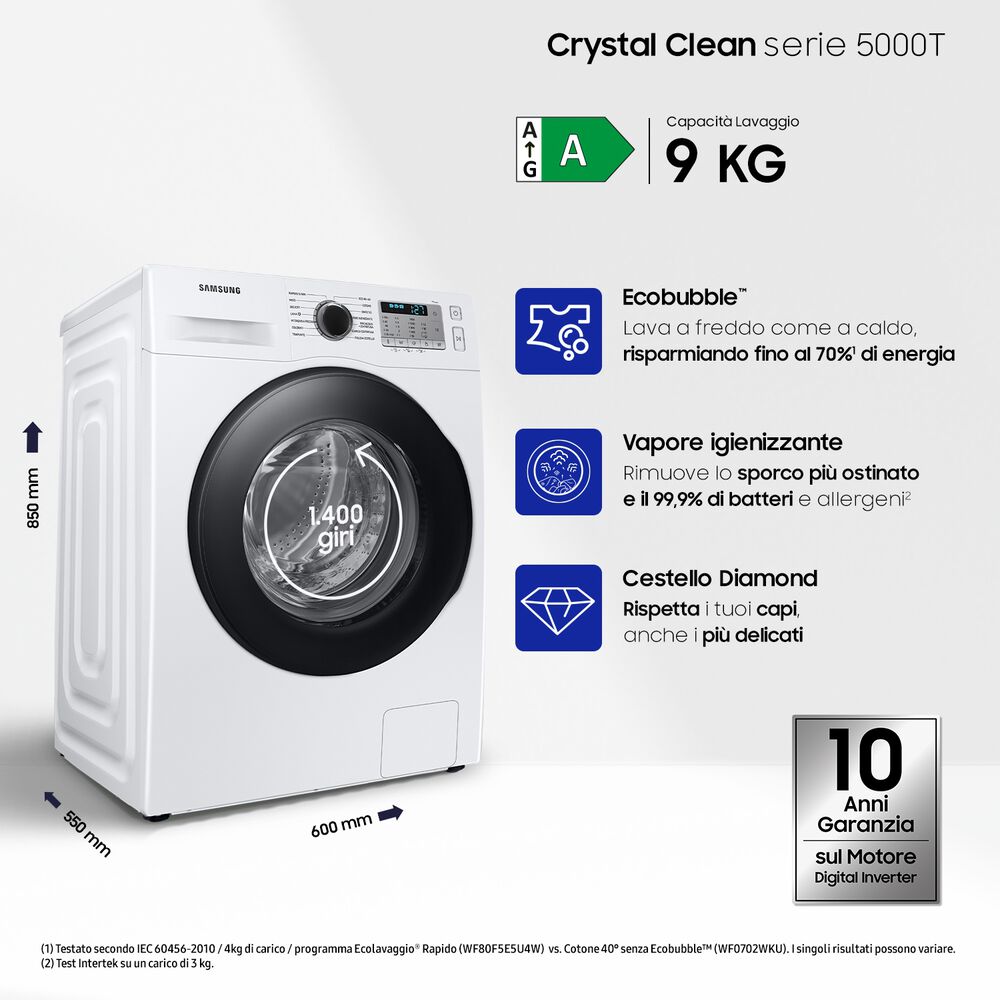 WW90TA046AH/ET LAVATRICE, Caricamento frontale, 9 kg, 55 cm, Classe A, image number 1