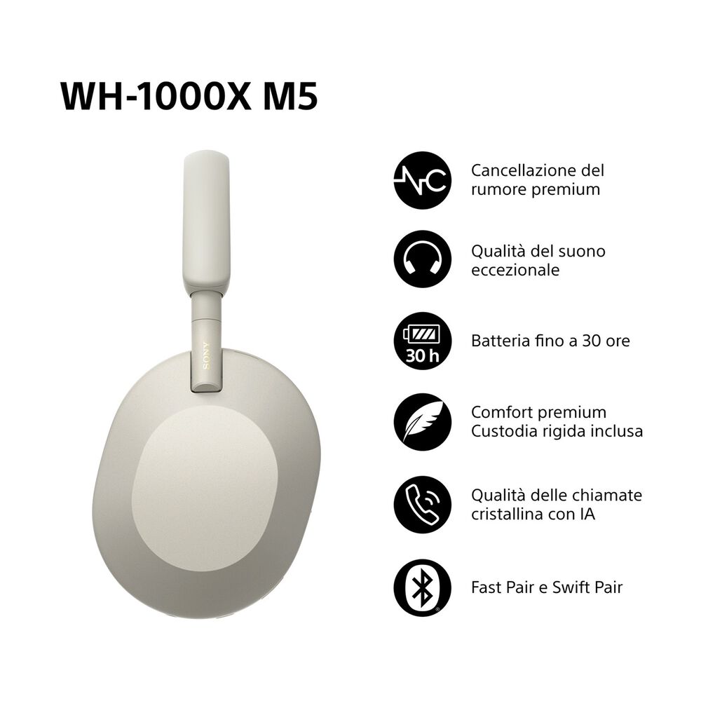 WH1000XM5S CUFFIE WIRELESS, Silver, image number 1