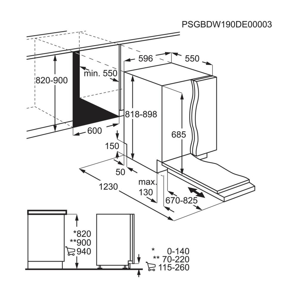 LAVASTOVIGLIE INCASSO Pannello frontale non in dotazione ELECTROLUX EEZ68600W, Programmi 8, Dimensioni: L 59,6 cm, A 81,8 cm, P 56 cm, Rumorosit&agrave; 43 dB(A), Consumo di acqua 10,9 l, Bianco, Classe A - PRMG GRADING ROBN - 10%, image number 14