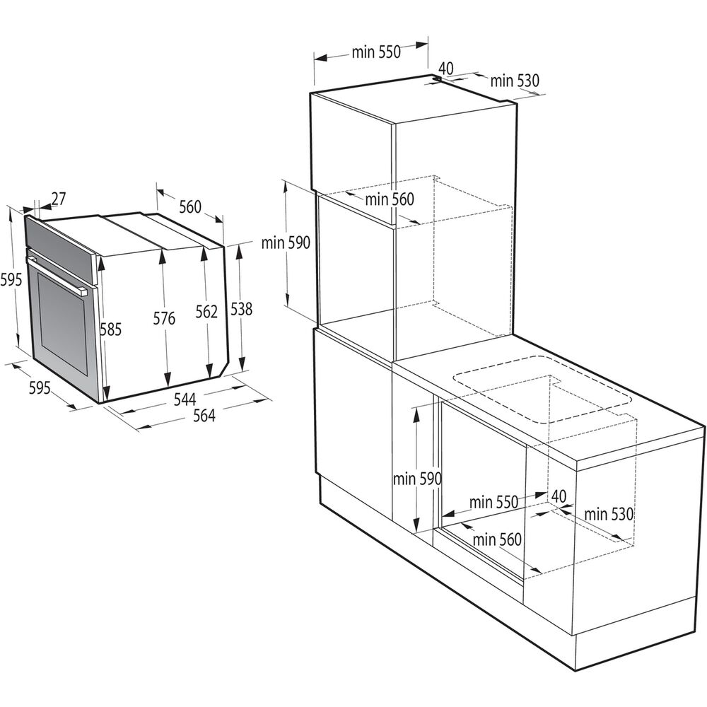 HISENSE BSA65211CX FORNO INCASSO Capacit&agrave; 77 l, dimensoni: L 59,5 cm-A 59,5 cm-P 56,4 cm, Inox, classe A - PRMG GRADING ROBN - 10%, image number 1