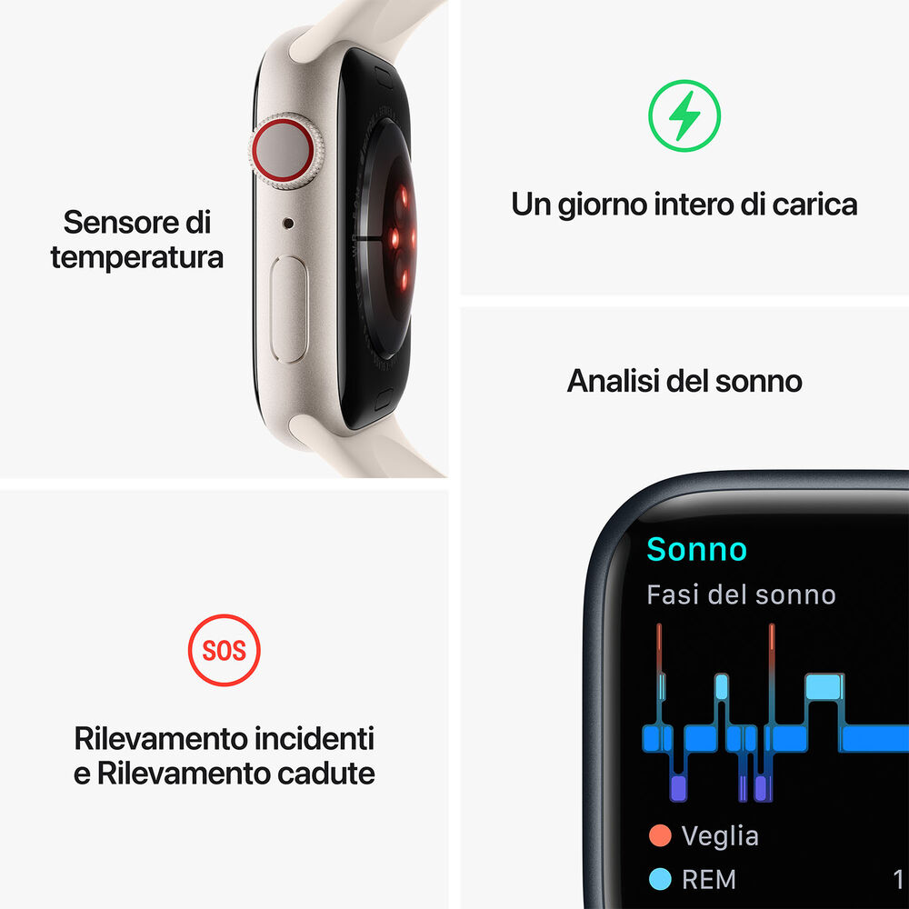 Watch Series 8 GPS + Cellular 45mm Cassa in acciaio inossidabile color grafite con Cinturino Sport Mezzanotte - regular, image number 9