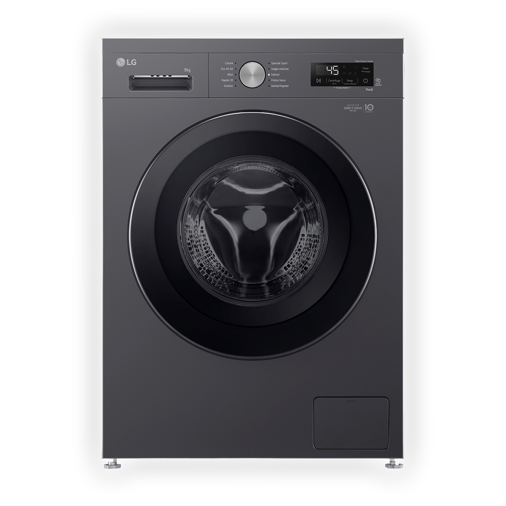 LG F4NX1009NMB Serie X1 LAVATRICE, Caricamento frontale, 9 kg, 10 programmi, Profondit&agrave; 55 cm, Giri 1400 rpm, Middle Black, livello rumorosit&agrave; centrifuga 75 dB(A), Classe A - PRMG GRADING ROBN - 10%, image number 0