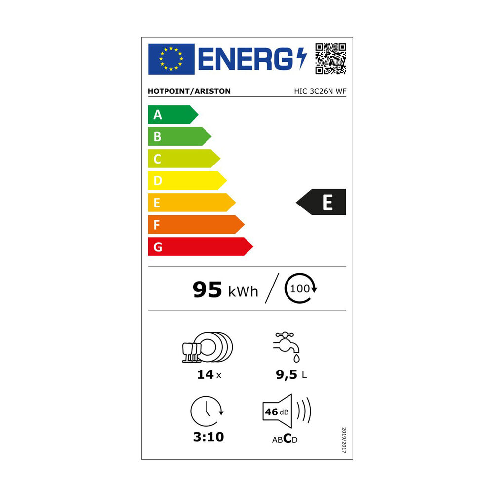 HIC 3C26N WF LAVASTOVIGLIE INCASSO, 59,8 cm, Classe E, image number 7