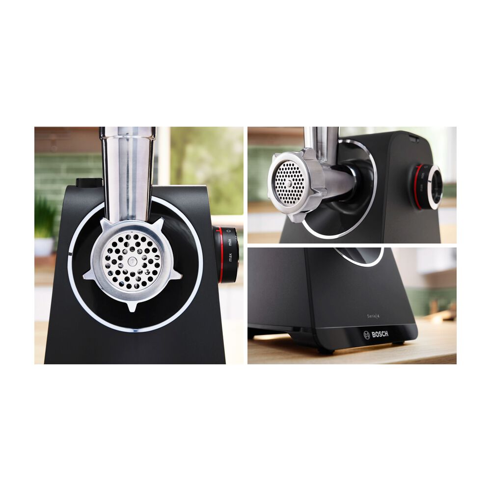 Tritacarne BOSCH MFWS450B, MultiPower, 1900 W, Esclusiva Manopola di Comando per Velocit&agrave;, Materiali di Lunga Durata, Cavi Riponibili nell'apposito Spazio, Tanti Accessori Inclusi tra cui Ciotola, Pestello, Spremiagrumi e Puntale per Insaccati, Nero - PRMG GRADING OOCN - 15%, image number 10
