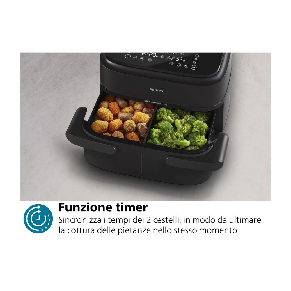 Airfryer Serie 1000 doppio cestello 7.1L NA150/00, image number 10