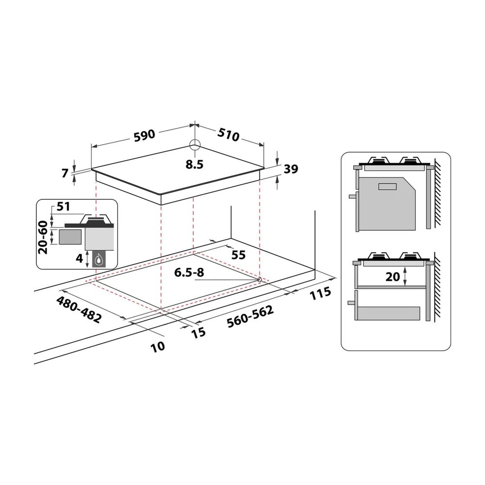  PIANO COTTURA WHIRLPOOL GMR 6422/IXL, Piano cottura Gas, zone cottura 4, image number 11