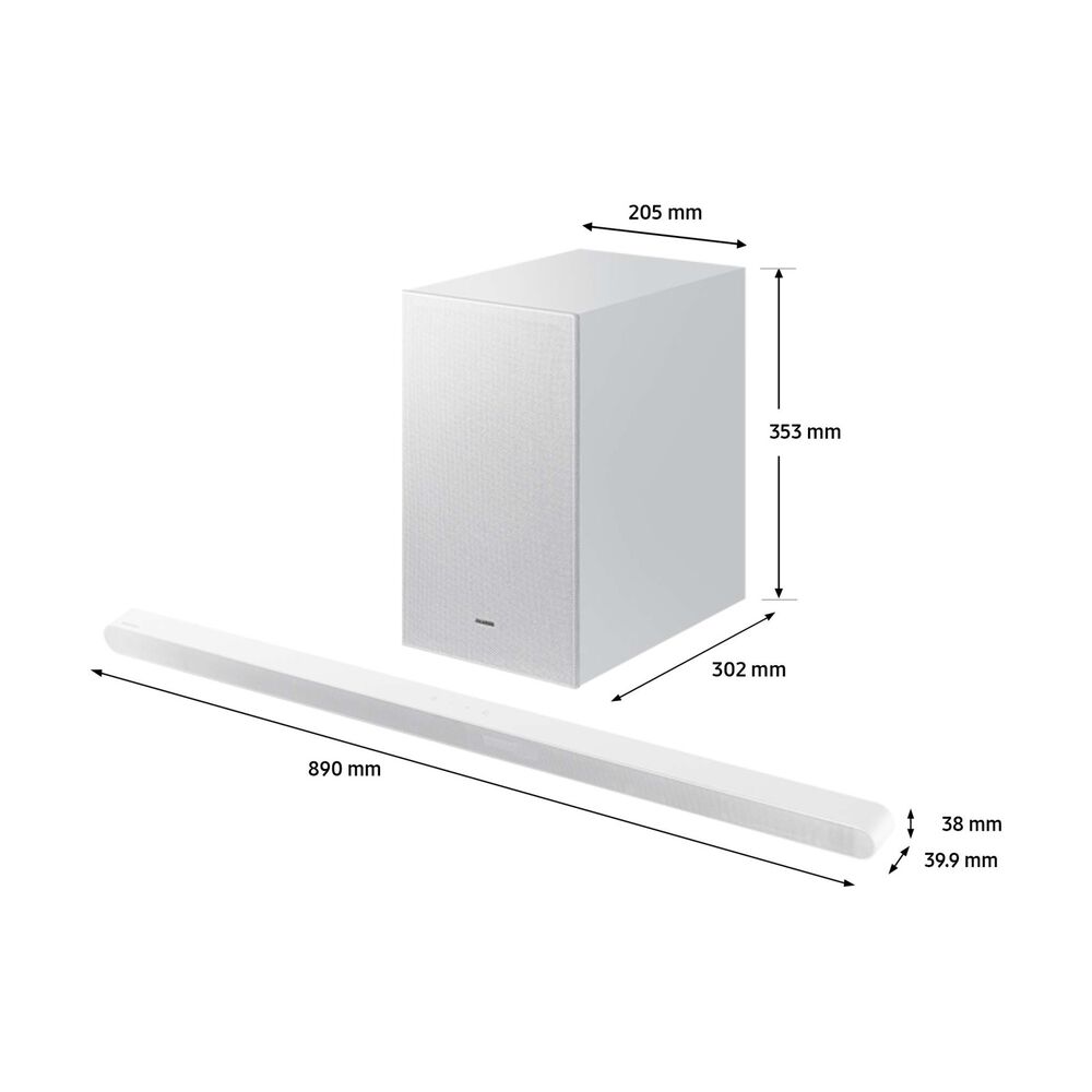 SOUNDBAR + SUBWOOFER SAMSUNG HW-S701D/ZF 3.1 canali, Potenza Max 250 W, Cassa wireless, Bianco - PRMG GRADING OOBN - 10%, image number 2