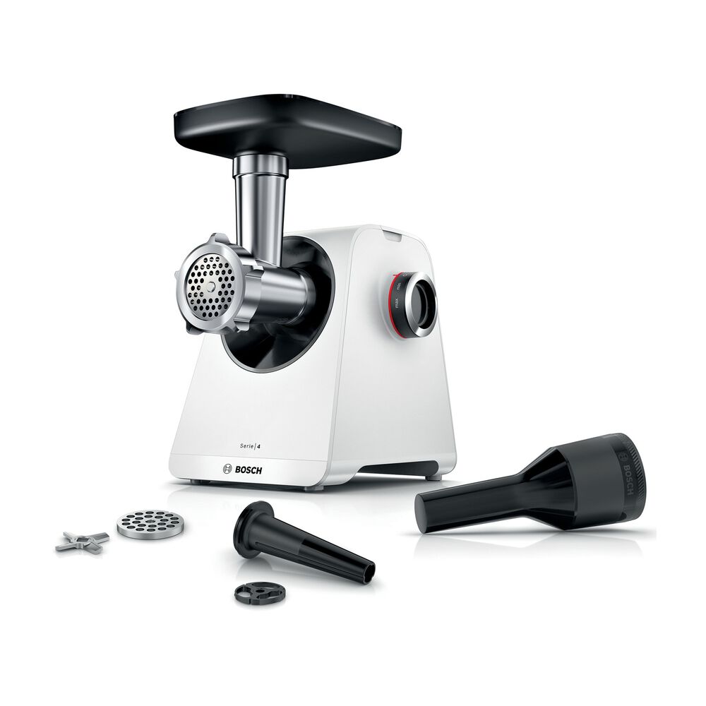 Tritacarne BOSCH MFWS420W MultiPower, 1900 W, Esclusiva Manopola di Comando per Velocit&agrave;, Ciotola, Pestello e Puntale per insaccati Inclusi, Bianco - PRMG GRADING OOBN - 10%, image number 0