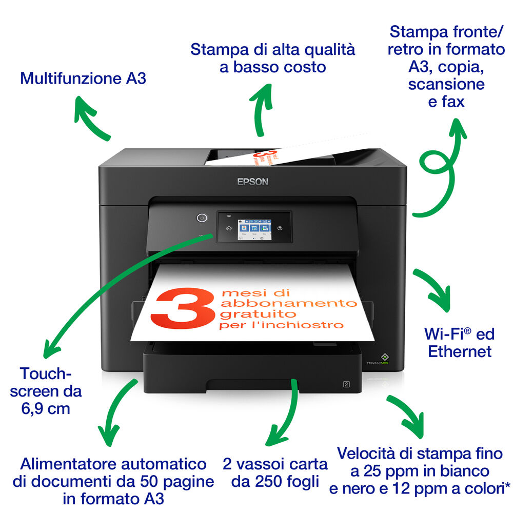 STAMPANTE INKJET WorkForce WF-7835DTWF, Inkjet, image number 3
