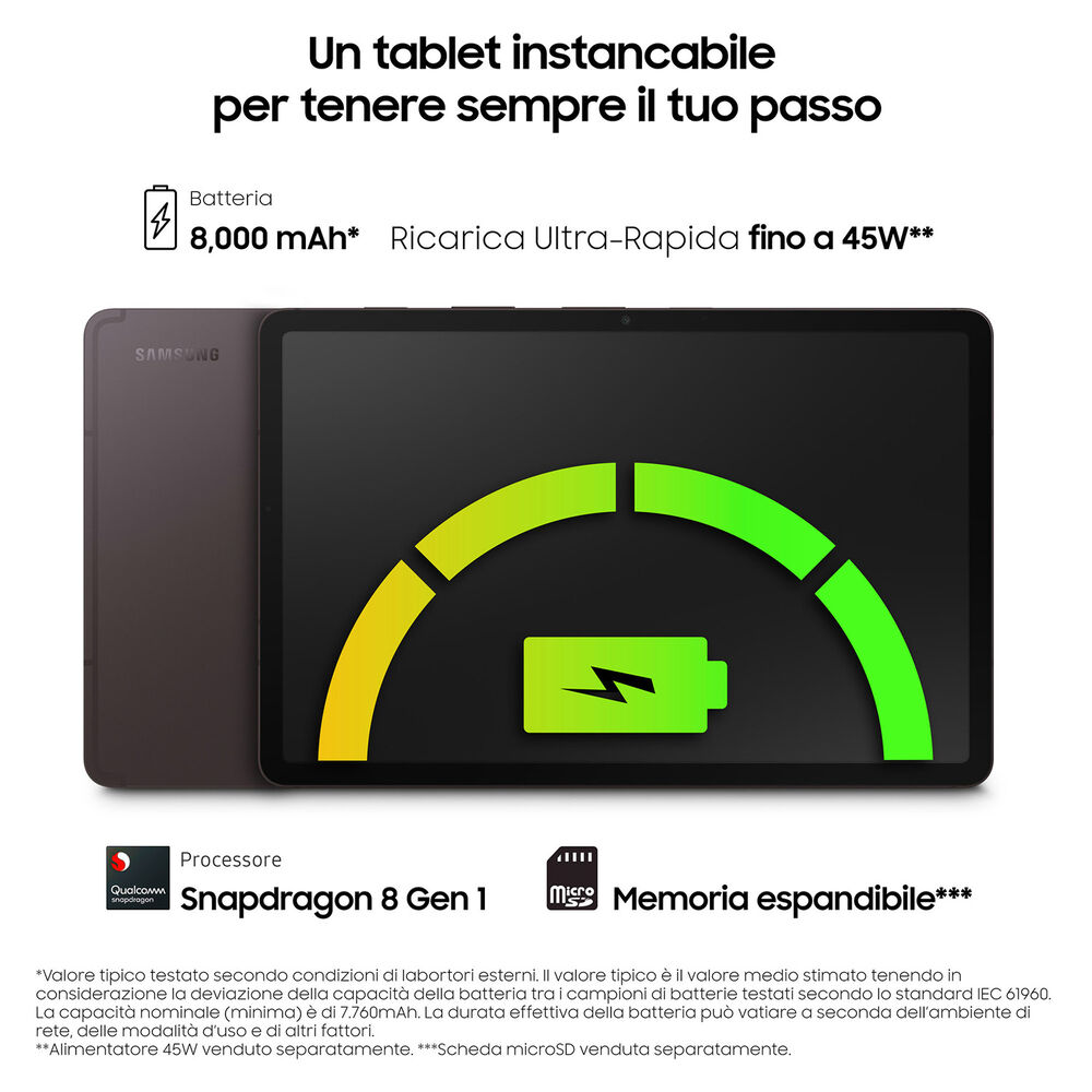  Tablet SAMSUNG Galaxy Tab S8 WIFI, 128 GB, No, 11 pollici, image number 5
