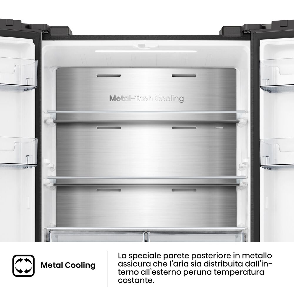 Frigorifero americano RQ5P470SAFE, Sistema Multi Flow: S&igrave;; Sistema raffreddamento frigorifero: No Frost; Sistema raffreddamento congelatore: No Frost, Capacit&agrave; netta totale 483 l, Rumorosit&agrave;: 37 dB(A), Dimensioni: L 79,4 cm A 178,5 cm P 69,8 cm, Black/Inox, Classe E - PRMG GRADING ROCN - 14.99%, image number 11