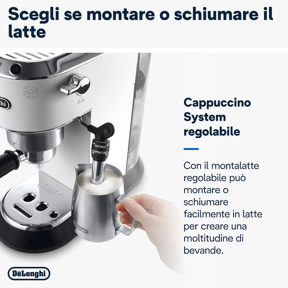 M/CAFFE' ESPRESSO DE LONGHI Dedica EC685.W, 1350 W, BIANCO OPACO, image number 3
