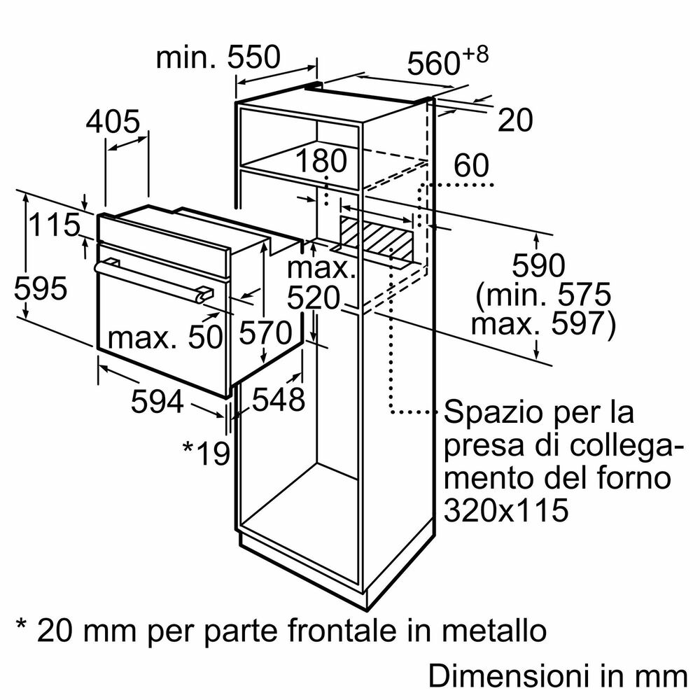 HBF011BA2 FORNO INCASSO Capacit&agrave; 66 l, dimensoni: L 59,4 cm-A 59,5 cm-P 54,8 cm, Nero, classe A - PRMG GRADING ROBN - 10%, image number 5
