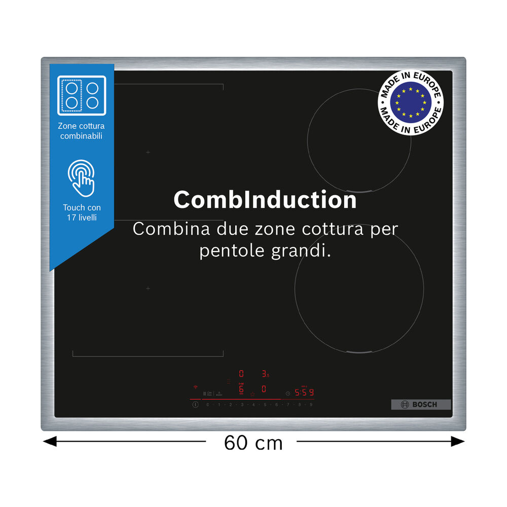 BOSCH PVS645HB1E PIANO COTTURA A INDUZIONE, 4 zone di cottura, dimensioni: L 58,3 cm, P 51,3 cm, piano in Vetroceramica, Nero  - PRMG GRADING ROAN - 5%, image number 0