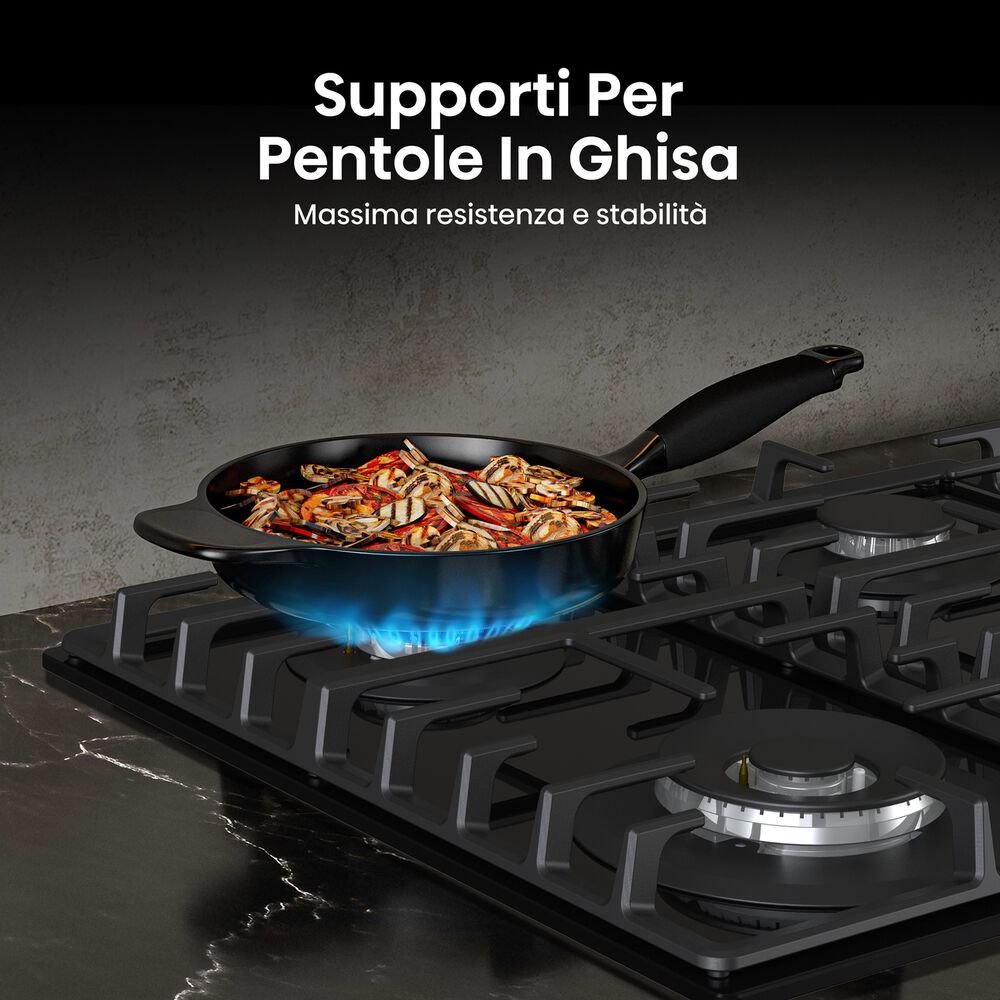 HISENSE GG663BHF PIANO COTTURA GAS, 4 zone di cottura, dimensioni: L 60 cm, P 52 cm, Vetro Nero - PRMG GRADING ROCN - 15%, image number 6