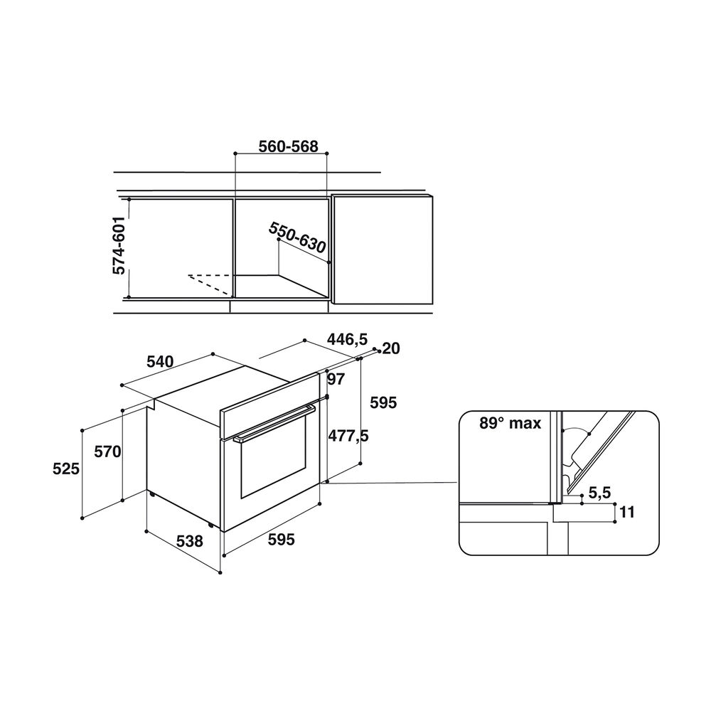 FA2 530 H BL HA FORNO INCASSO, classe A, image number 3