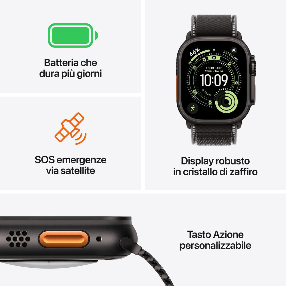 APPLE Watch Ultra 3 GPS + Cellular, Cassa in titanio naturale (49 mm) con Trail Loop blu/blu acceso-M/L - PRMG GRADING ROBN - 10%, image number 2