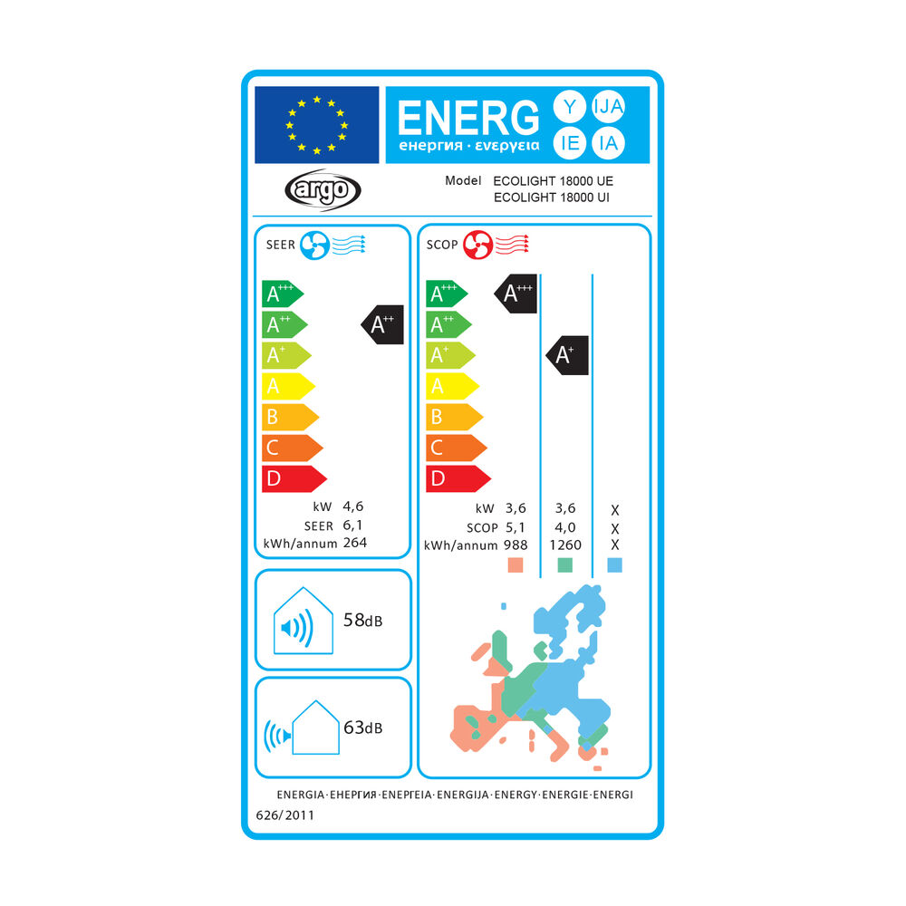 Condizionatore Fisso Unità Interna ARGO ECOLIGHT 24000 UI WF -R32 WIFI, image number 1