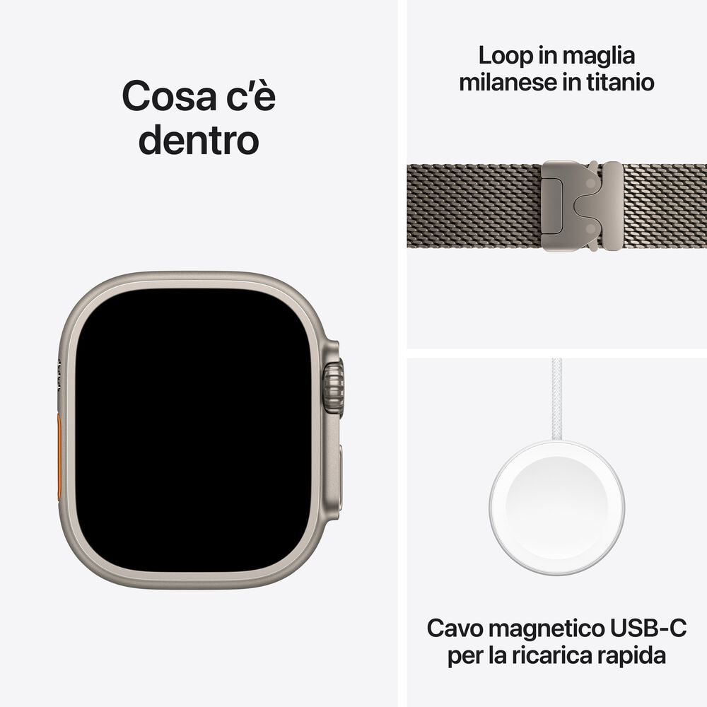 APPLE Watch Ultra 3 GPS + Cellular, Cassa in titanio naturale (49 mm) con Loop in maglia milanese in titanio naturale-Large - PRMG GRADING OOBN - 10%, image number 7