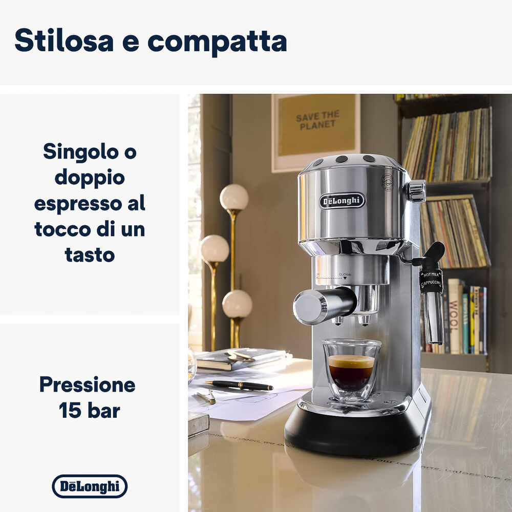 M/CAFFE' ESPRESSO DE LONGHI Dedica EC685.M, 1350 W, Metal, image number 1