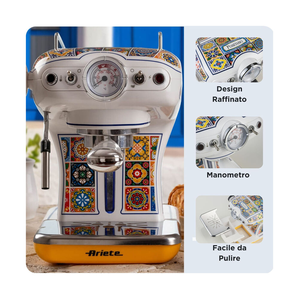 MACCHINA CAFF&Egrave; ESPRESSO ESPRESSO POSITANO, Compatibile con Macinato e Cialde, Pressione pompa 15 bar, Potenza 850 W, Serbatoio acqua 0,9 l, MULTICOLORE - PRMG GRADING OOCN - 15%, image number 2