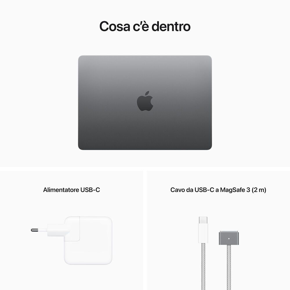 MB AIR MLXX3T, 13,6 pollici, processore Apple, Apple GPU 10-core, 8 GB, SSD 512 GB, Gray, image number 2