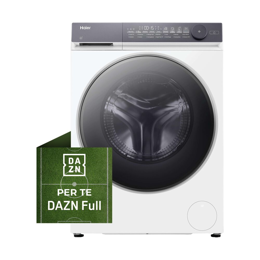 HAIER HWD120-B14367UIT LAVASCIUGA, Caricamento frontale, capacit&agrave; lavaggio 12 kg, capacit&agrave; asciugatura 8 kg, 14 programmi, Profondit&agrave; 67 cm, Giri 1400 rpm, Bianco, Argento, Classe D, Abbonamento DAZN Full 6 mesi incluso - PRMG GRADING ROAN - 4.99%, image number 0