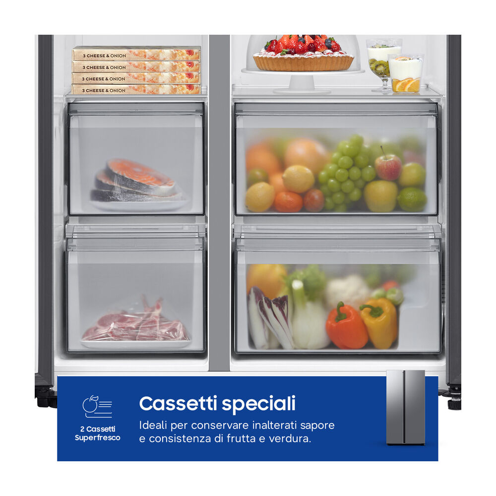 SAMSUNG RS70F65QDTEF, Sistema Multi Flow: No; Sistema raffreddamento frigorifero: No Frost; Sistema raffreddamento congelatore: No Frost, Capacit&agrave; netta totale 659 l, Rumorosit&agrave;: 36 dB(A), LAN wireless, Dimensioni: L 91,2 cm A 178,4 cm P 72,6 cm, Metal Look, Classe D - PRMG GRADING ROCN - 15%, image number 5