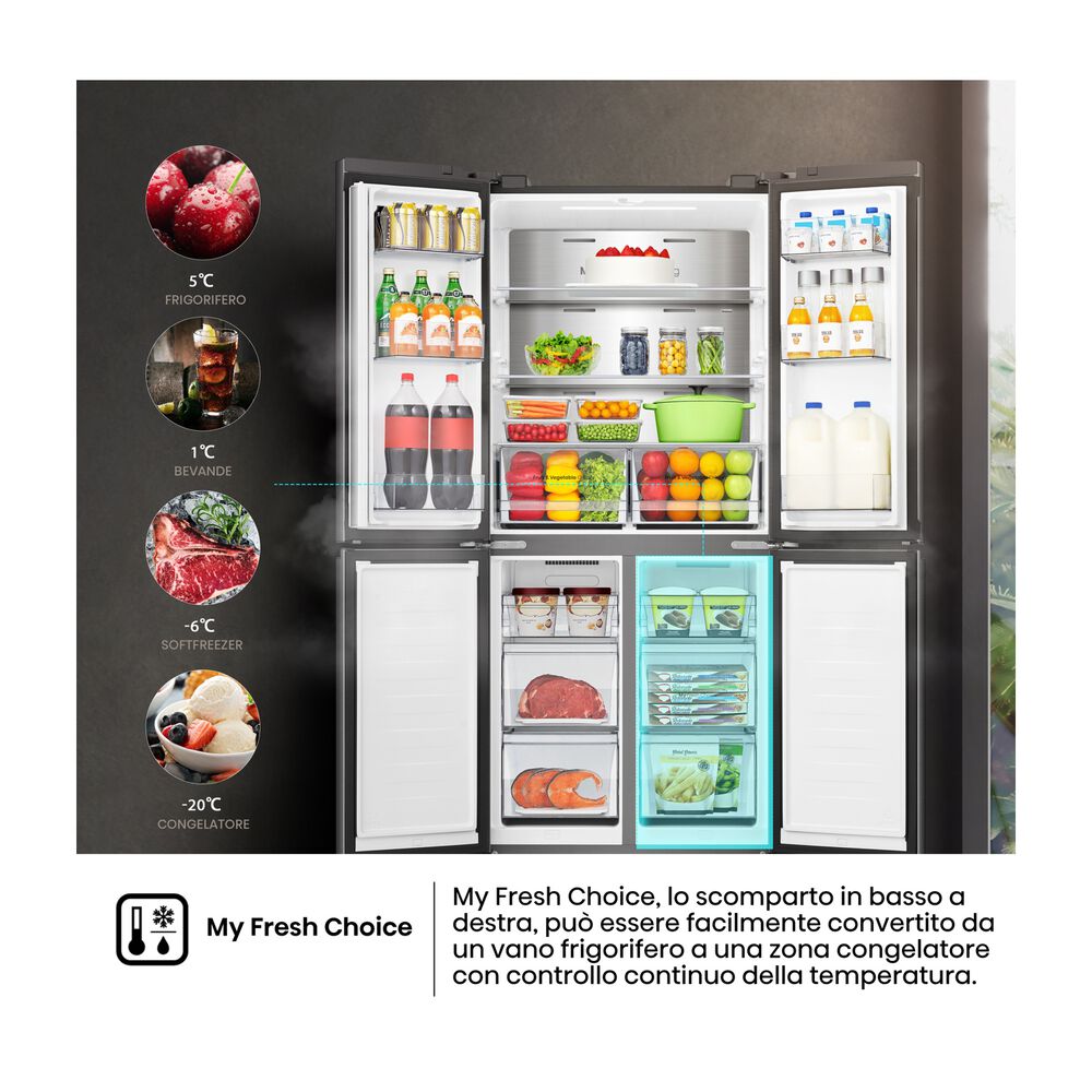 Frigorifero americano RQ5P470SAFE, Sistema Multi Flow: S&igrave;; Sistema raffreddamento frigorifero: No Frost; Sistema raffreddamento congelatore: No Frost, Capacit&agrave; netta totale 483 l, Rumorosit&agrave;: 37 dB(A), Dimensioni: L 79,4 cm A 178,5 cm P 69,8 cm, Black/Inox, Classe E - PRMG GRADING ROCN - 14.99%, image number 12