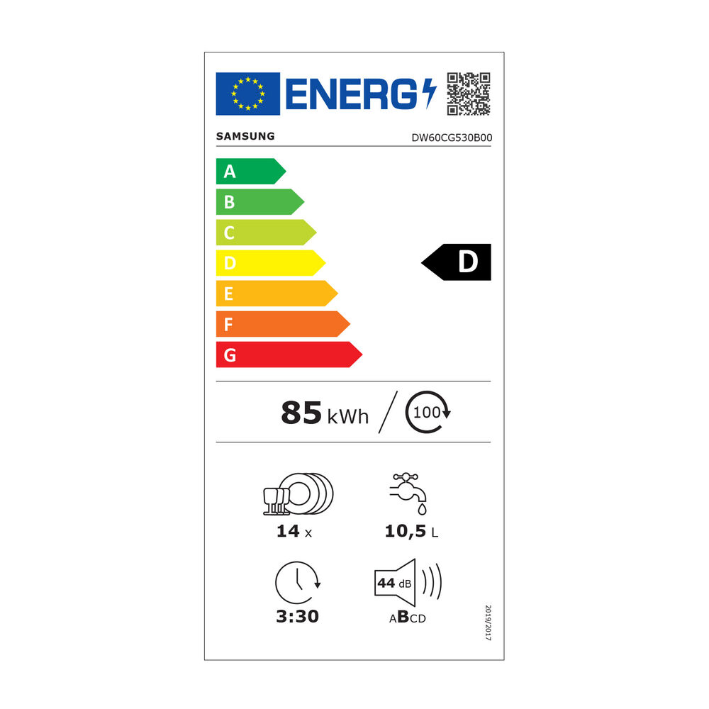 LAVASTOVIGLIE INCASSO Incasso built-in (BI) SAMSUNG DW60CG530B00ET, Programmi 7, Dimensioni: L 59,8 cm, A 81,5 cm, P 55 cm, Rumorosit&agrave; 44 dB(A), Consumo di acqua 10,5 l, Inox, Classe D  - PRMG GRADING ROAN - 5%, image number 6