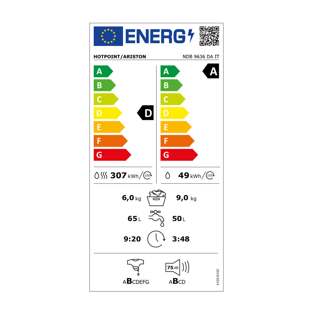 LAVASCIUGA HOTPOINT NDB 9636 DA IT, image number 2