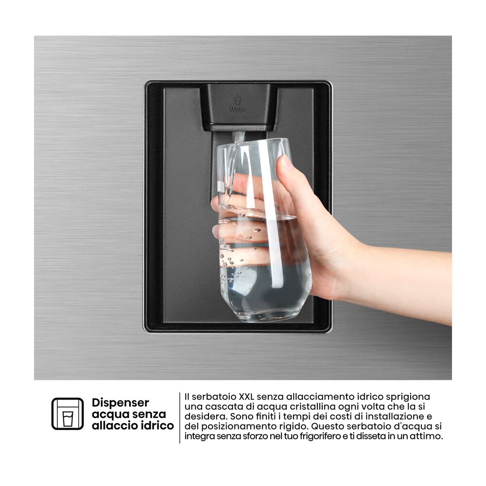 FRIGORIFERO DOPPIA PORTA HISENSE RT600N4WC2, Capacit&agrave; netta totale 467 l, Rumorosit&agrave;: 43 dB(A), Dispenser acqua, 4 ripiani, Dimensioni: L 70,4 cm A 185 cm P 68,6 cm, Inox, Classe E - PRMG GRADING ROBN - 10%, image number 10