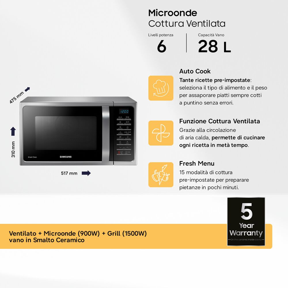 MC28H5015AS MICROONDE COMBI, 900 W, image number 9
