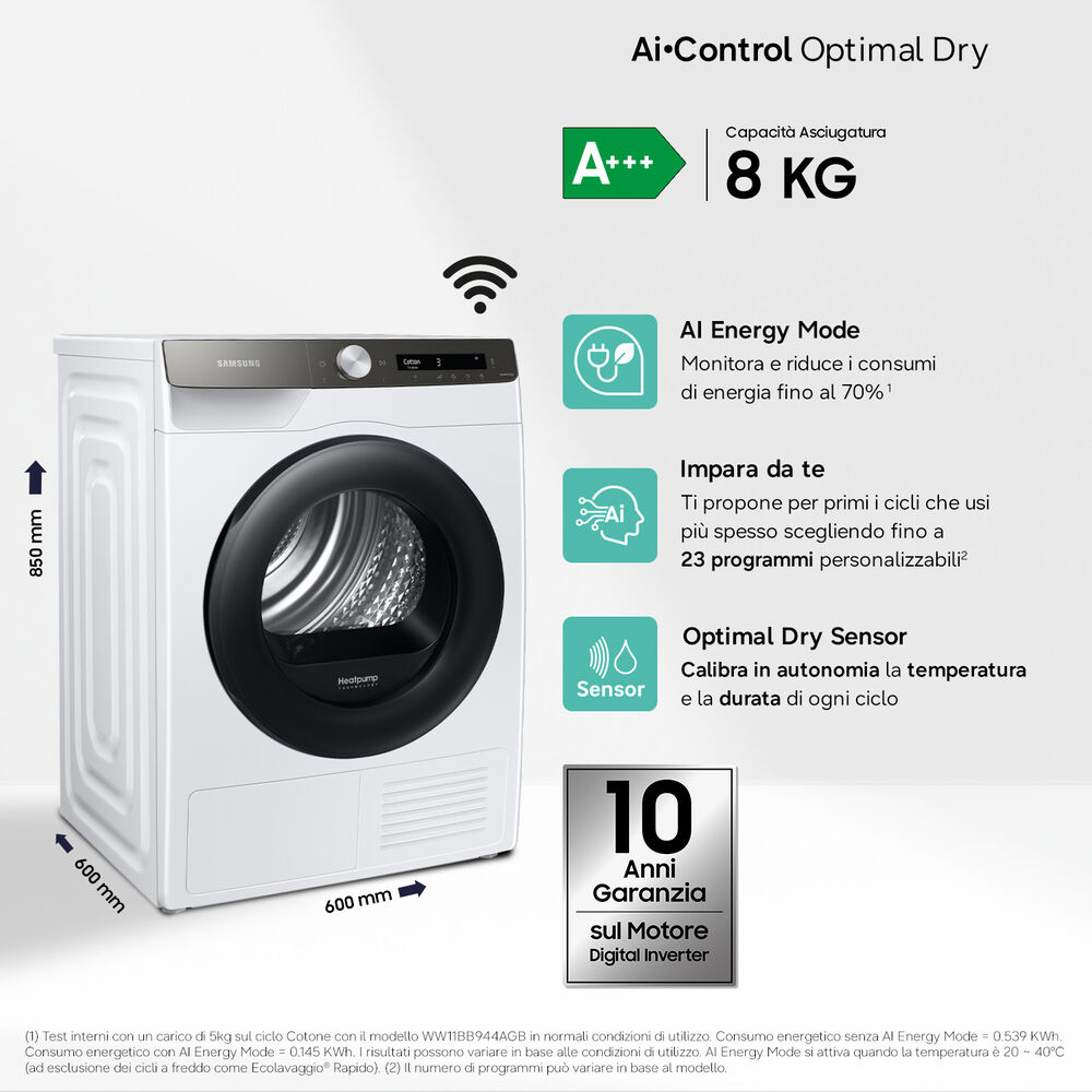 DV80T5220AT/S3 asciugatrice, 8 kg, Classe A+++, image number 1