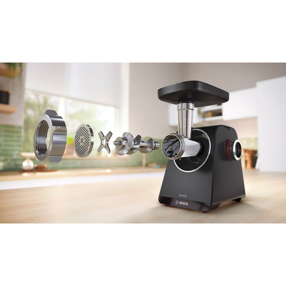 Tritacarne BOSCH MFWS450B, MultiPower, 1900 W, Esclusiva Manopola di Comando per Velocit&agrave;, Materiali di Lunga Durata, Cavi Riponibili nell'apposito Spazio, Tanti Accessori Inclusi tra cui Ciotola, Pestello, Spremiagrumi e Puntale per Insaccati, Nero - PRMG GRADING OOCN - 15%, image number 14