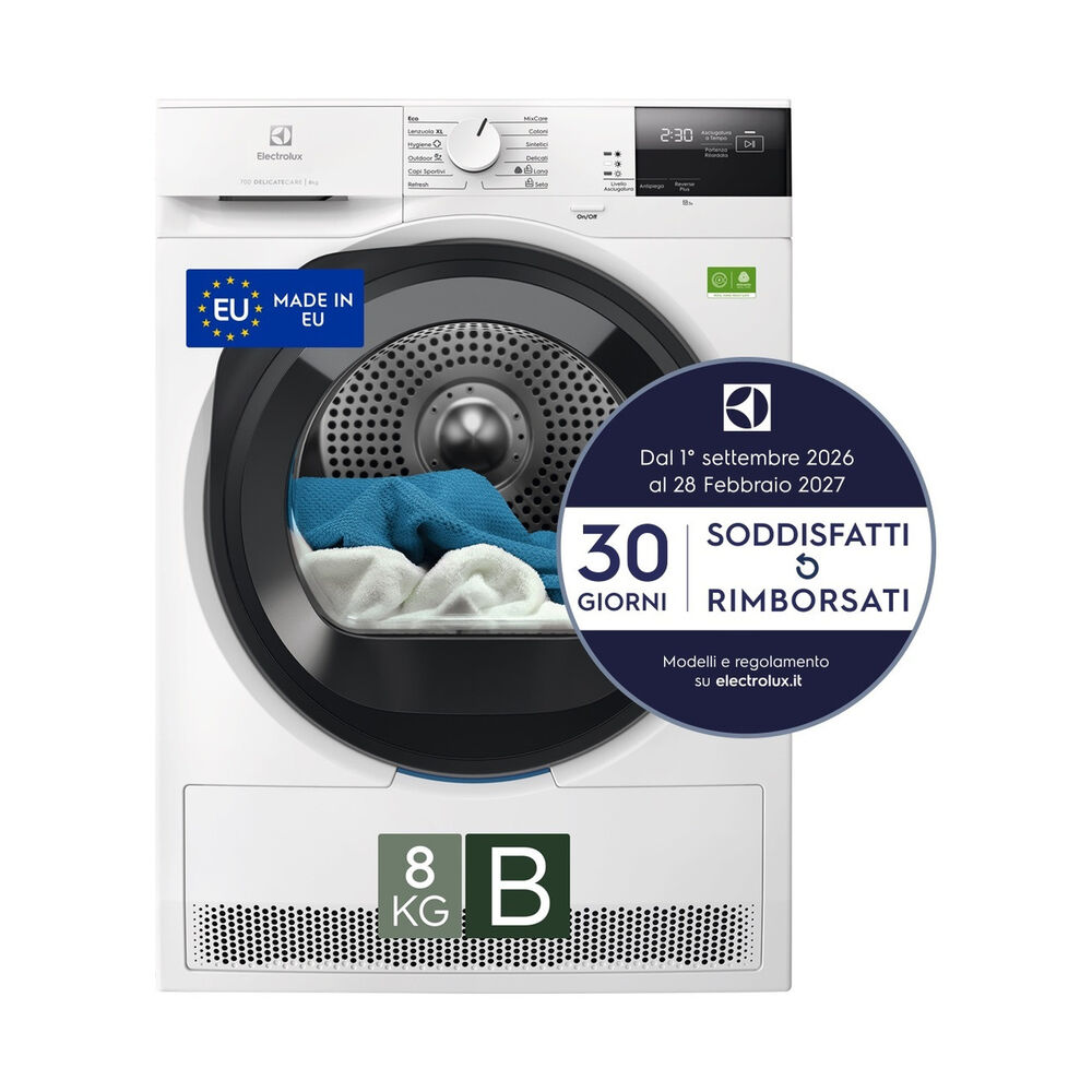 Asciugatrice EW7H28B, a pompa di calore, 8 Kg, profondit&agrave; 63,6 cm,&nbsp; Filtro EasyClean, SensiCare, Classe B - PRMG GRADING ROBN - 10%, image number 1