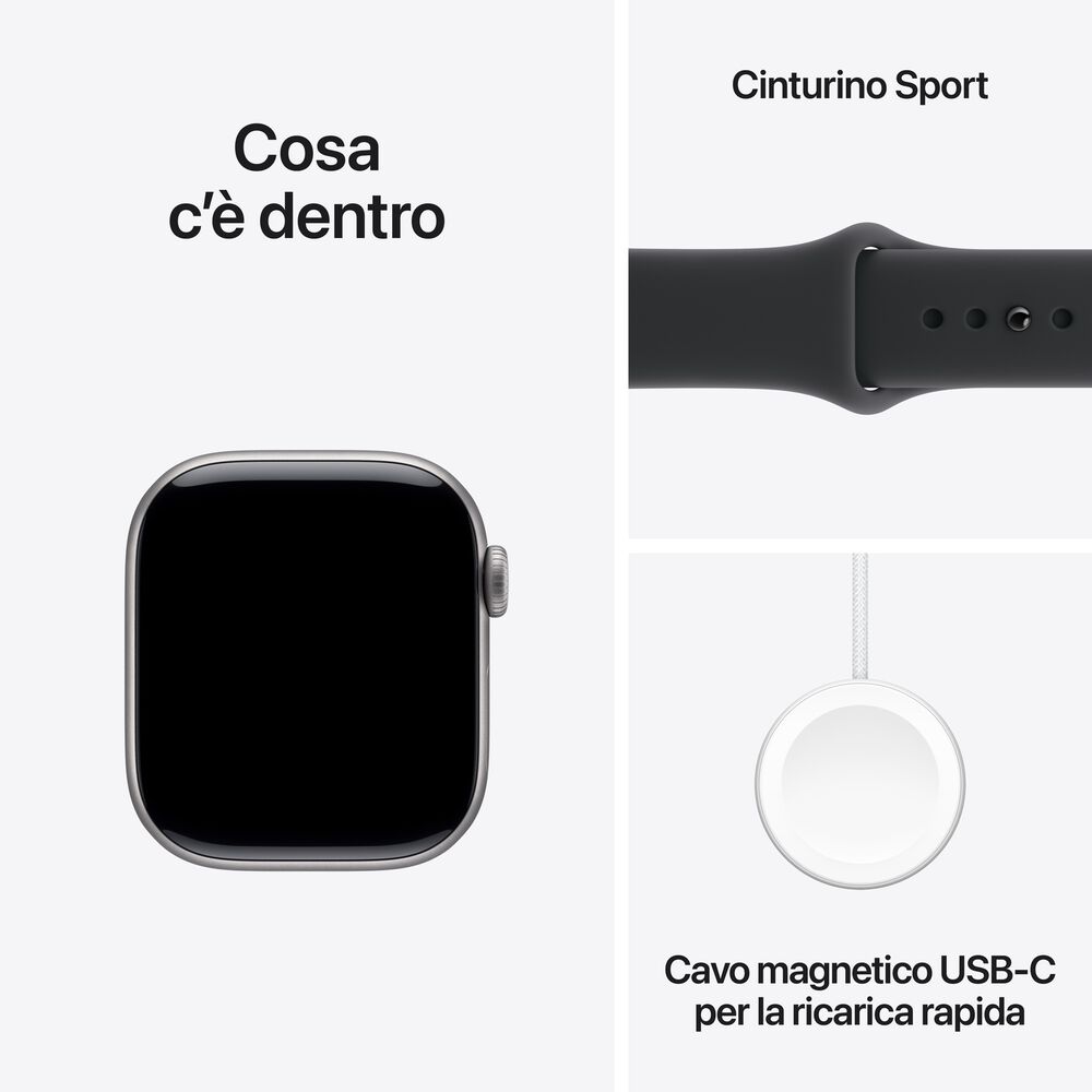 APPLE Watch Series 11 GPS + Cellular, Cassa 42 mm in alluminio grigio siderale con Cinturino Sport nero-S/M - PRMG GRADING ROBN - 10%, image number 7
