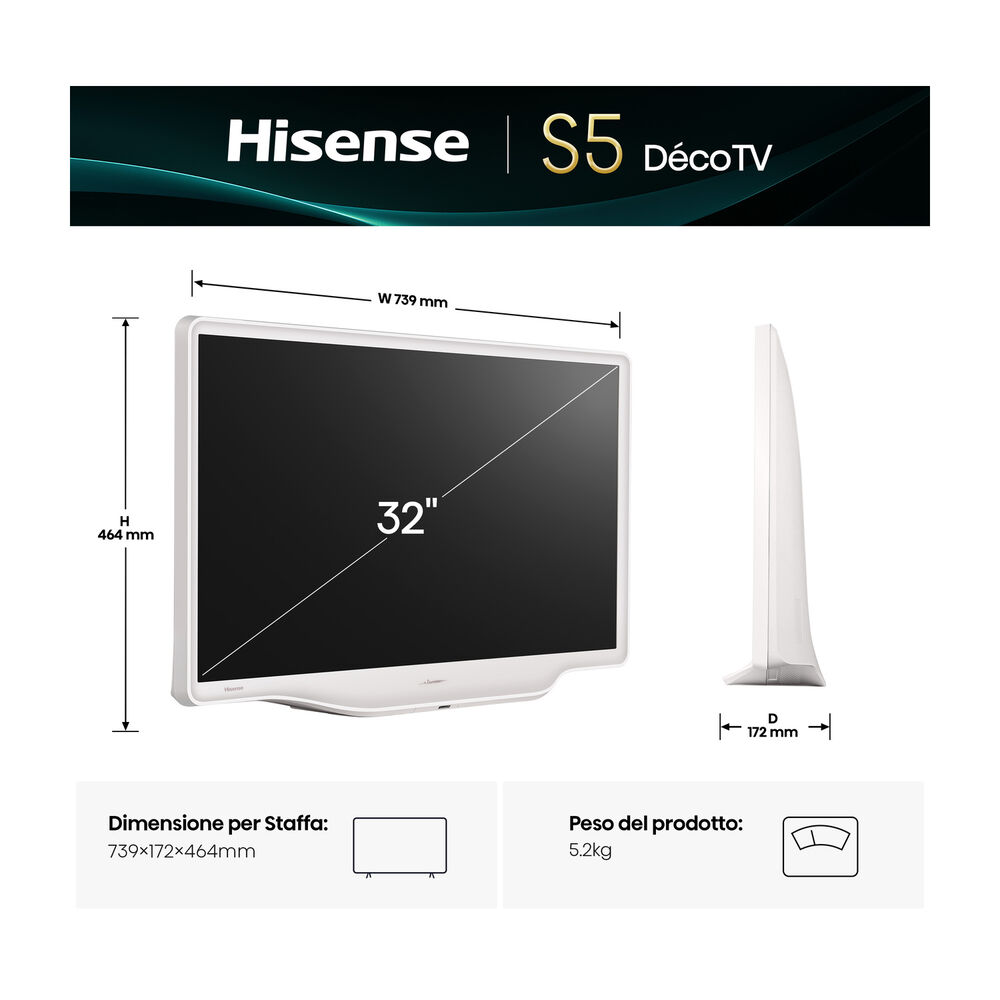 32S5Q TV QLED, SMART TV, 32 ", QLED, Full-HD, Processore NT72690, BIANCO, Classe E - PRMG GRADING OOBN - 10%, image number 1
