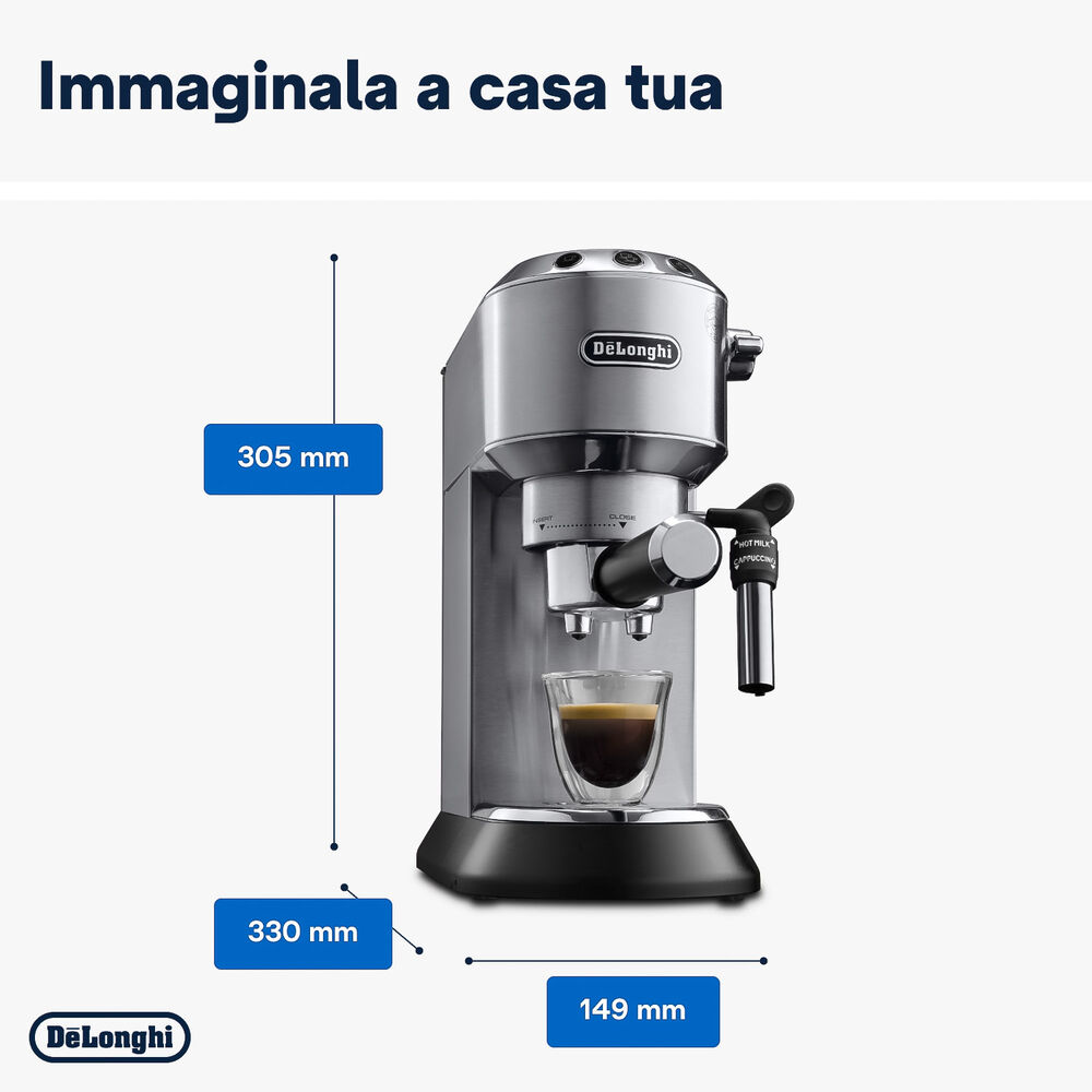M/CAFFE' ESPRESSO DE LONGHI Dedica EC685.M, 1350 W, Metal, image number 5