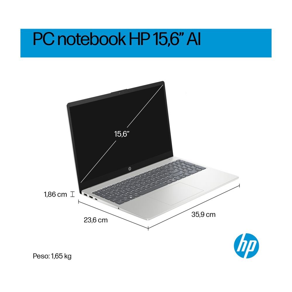 HP 15-FD0129NL NOTEBOOK, 15,6 ", processore Intel&reg; Core 5 120U, Intel&reg;, RAM 16 GB, 1000 GB SSD, Silver, Windows 11 - PRMG GRADING OOBN - 10%, image number 7