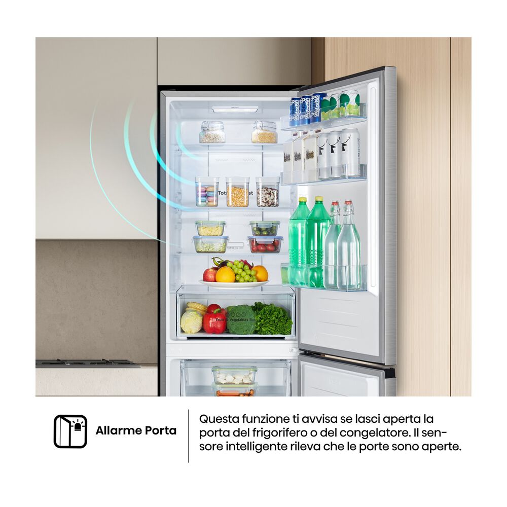 FRIGORIFERO COMBINATO RB390N4CCD1, Capacit&agrave; netta totale 304 l, Rumorosit&agrave;: 36 dB(A), 4 ripiani, Dimensioni: L 59,5 cm A 186 cm P 59 cm, Inox, Classe D - PRMG GRADING ROBN - 10%, image number 13