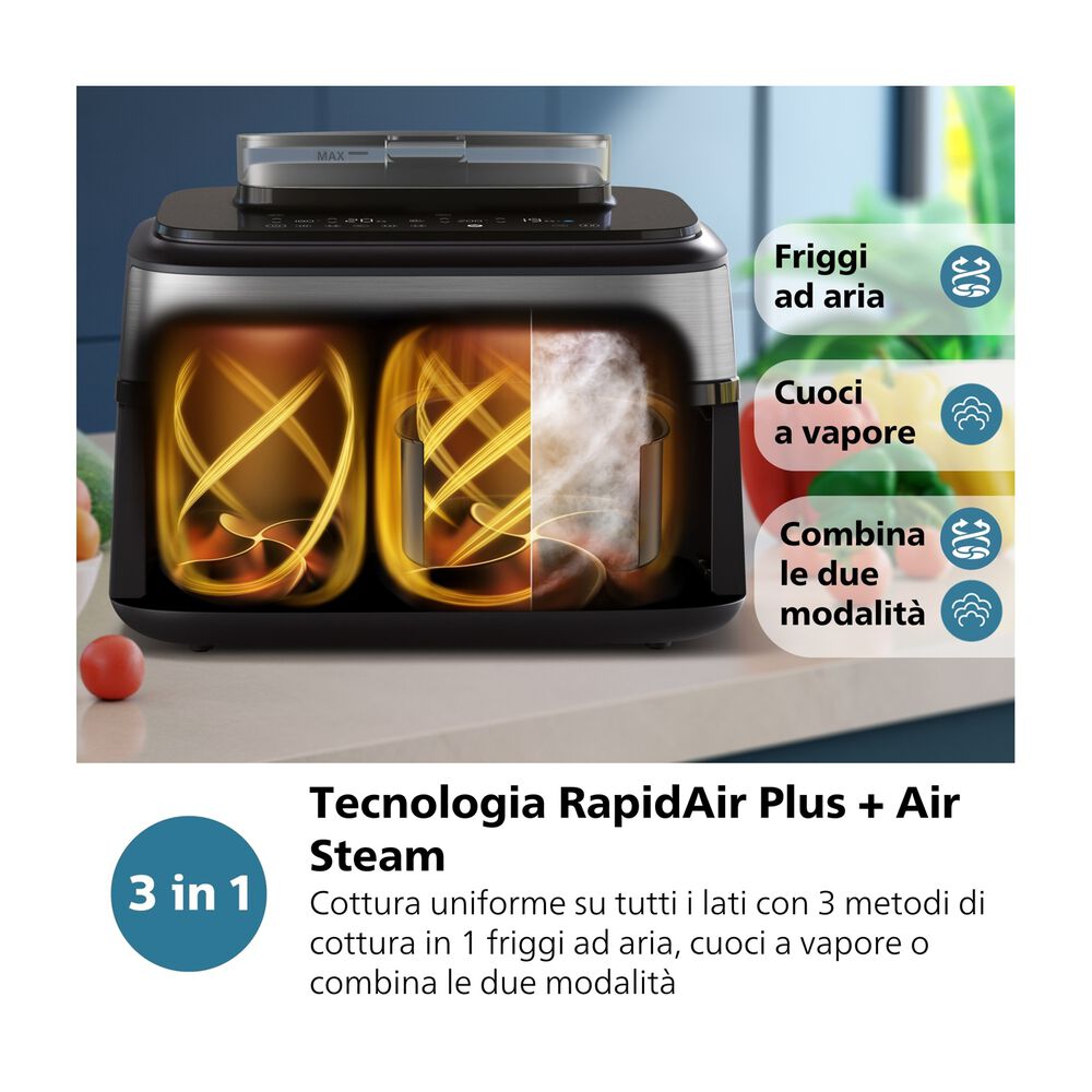 Airfryer Serie 5000 da 9L cottura vapore NA552/00, image number 8