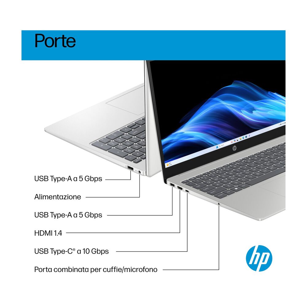 HP 15-FD0129NL NOTEBOOK, 15,6 ", processore Intel&reg; Core 5 120U, Intel&reg;, RAM 16 GB, 1000 GB SSD, Silver, Windows 11 - PRMG GRADING OOBN - 10%, image number 1