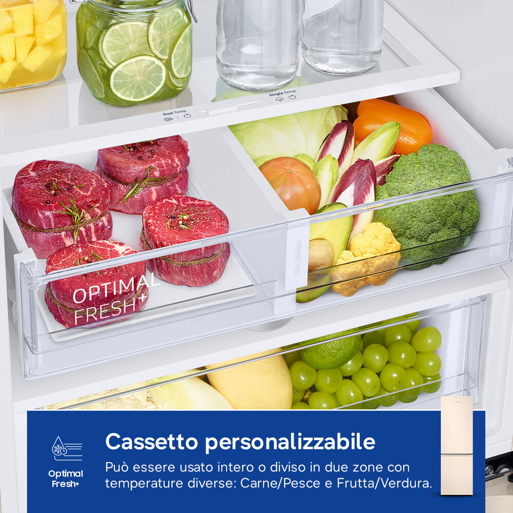 FRIGORIFERO COMBINATO RB38C603DEL/EF	, Capacit&agrave; netta totale 390 l, Rumorosit&agrave;: 35 dB(A), LAN wireless, 4 ripiani, Dimensioni: L 59,5 cm A 203 cm P 65,8 cm, Sabbia, Classe D - PRMG GRADING ROCN - 14.99%, image number 9