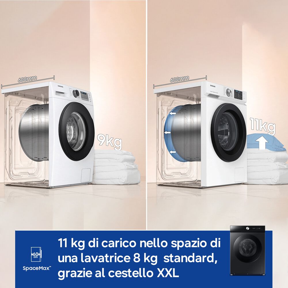 WW11DB8B95GBU3 LAVATRICE, Caricamento frontale, 11 kg, 25 programmi, Profondit&agrave; 60 cm, Giri 1400 rpm, Nero, livello rumorosit&agrave; centrifuga 72 dB(A), Classe A - PRMG GRADING ROBN - 10%, image number 5