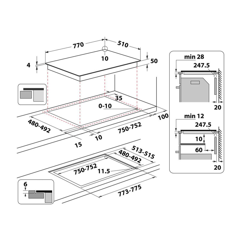  PIANO COTTURA HOTPOINT HB 0577B NE, zone cottura 4, image number 3