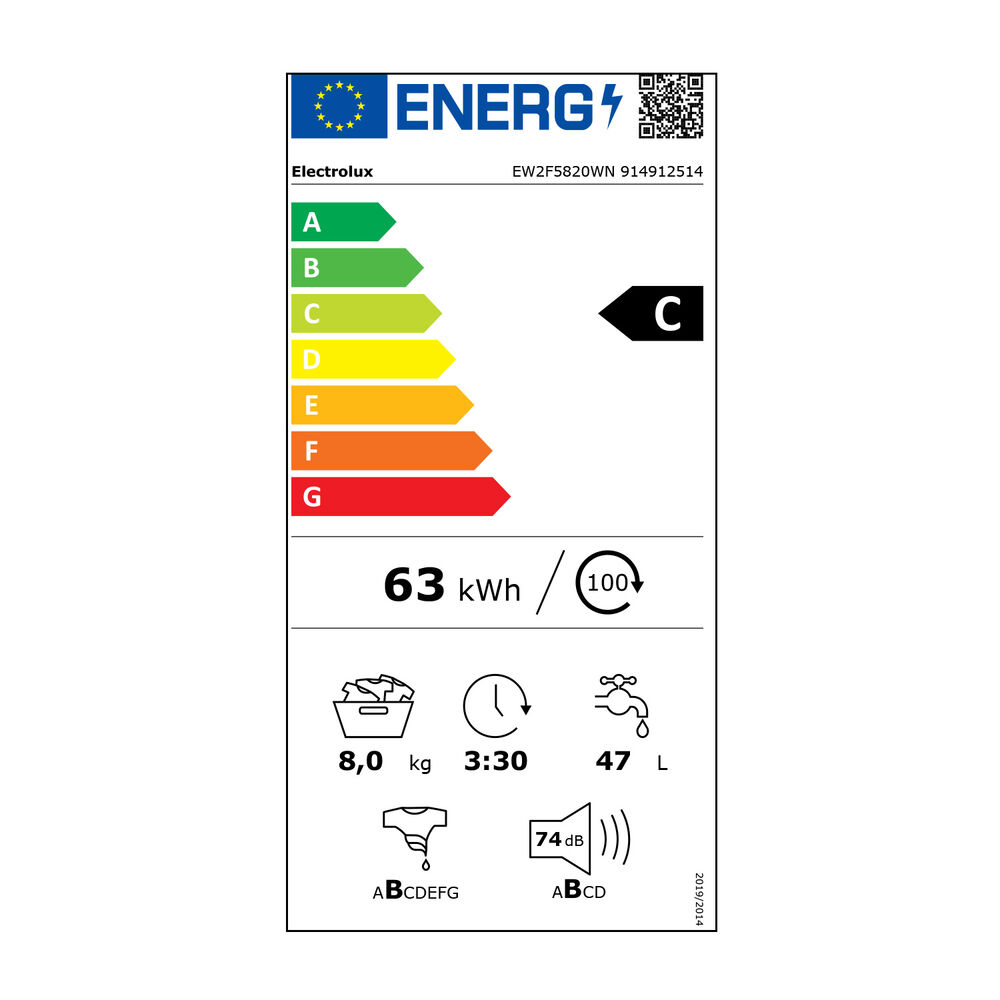 EW2F5820WN LAVATRICE, Caricamento frontale, 8 kg, 54 cm, Classe C, image number 3