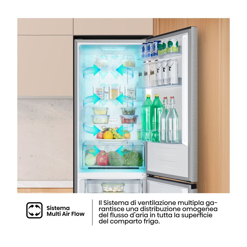 FRIGORIFERO COMBINATO RB390N4CCD1, Capacit&agrave; netta totale 304 l, Rumorosit&agrave;: 36 dB(A), 4 ripiani, Dimensioni: L 59,5 cm A 186 cm P 59 cm, Inox, Classe D - PRMG GRADING ROBN - 10%, image number 9
