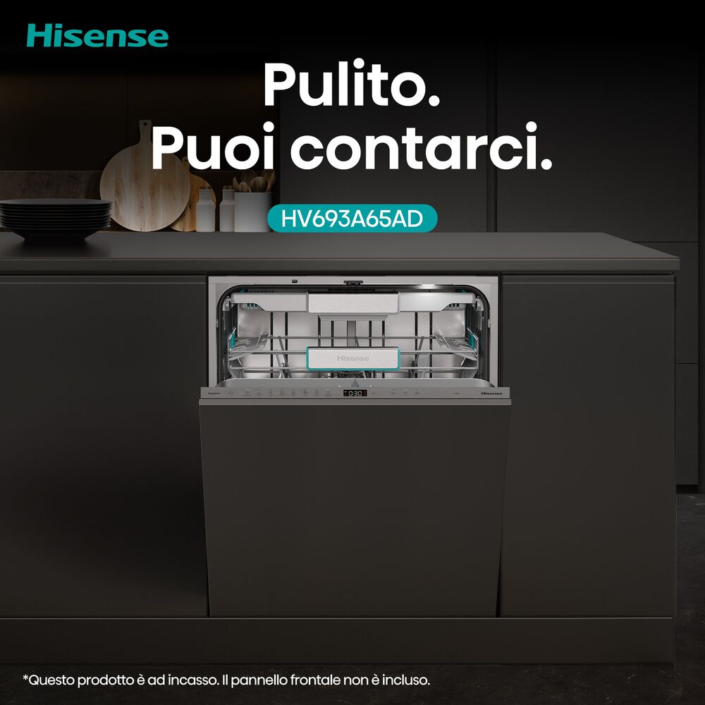 LAVASTOVIGLIE INCASSO Incasso built-in (BI) HISENSE HV693A65AD, Programmi 7, Dimensioni: L 59,5 cm, A 81,6 cm, P 55,5 cm, Rumorosit&agrave; 41 dB(A), Consumo di acqua 9,5 l, Bianco, Classe A - PRMG GRADING ROCN - 15%, image number 9